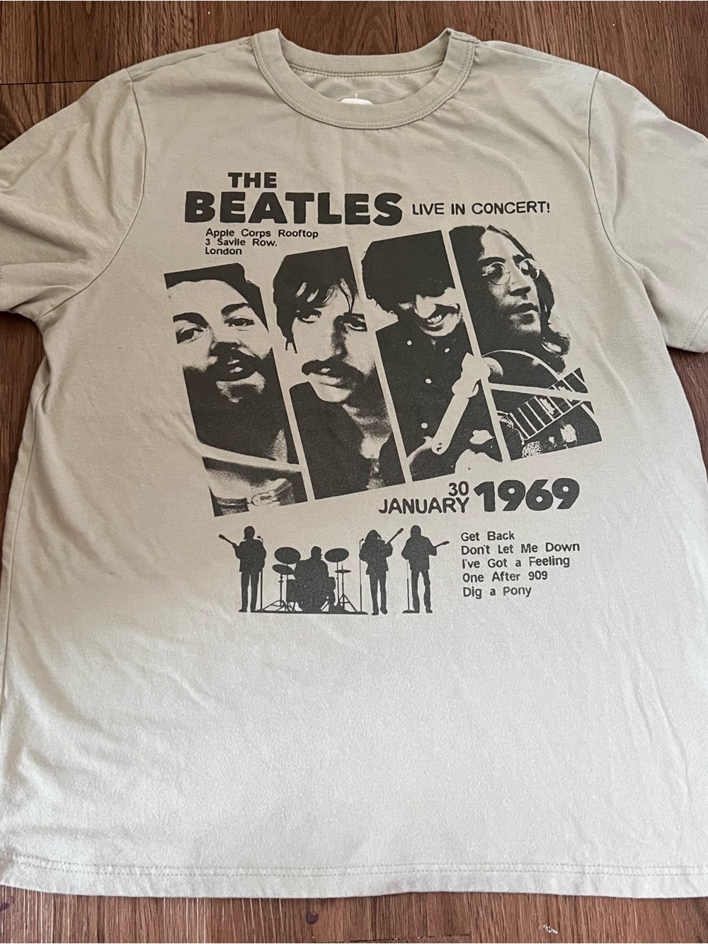 Hybrid Apparel The Beatles Graphic Tee - Light Beige with Black Print